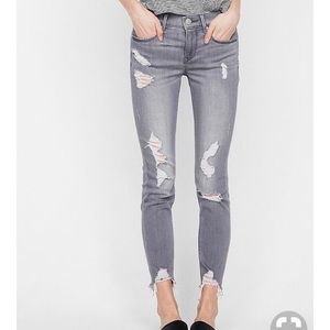Express Mid-rise Gray Distressed Jeggings Sz 6